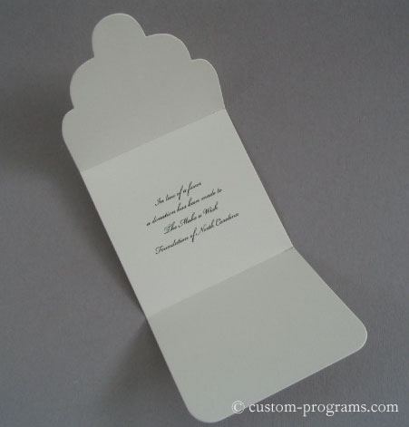 Favor donation cards, in lieu of a favor a donation has been made