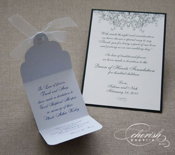 Favors, Donation Cards