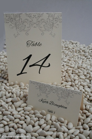 table cards for reception, placecards, meny, filigree set